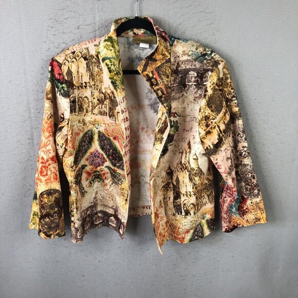 Painted Pony Jacket Womens XL Multicolor Tapestry Open Front Boho Made in USA - Picture 1 of 16